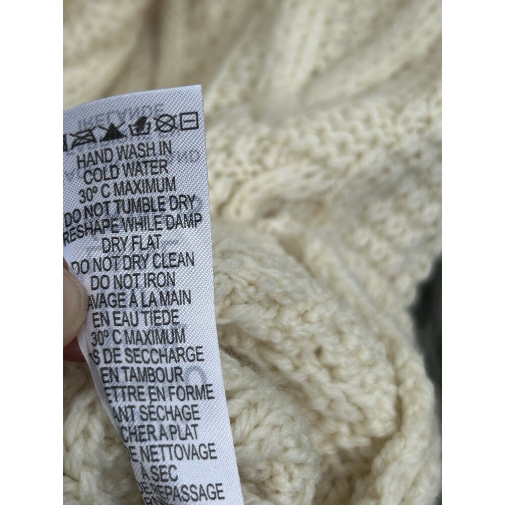Aran Mor Irish Knit Fisherman Sweater Women's Size Large Merino Wool Ireland - Picture 7 of 8